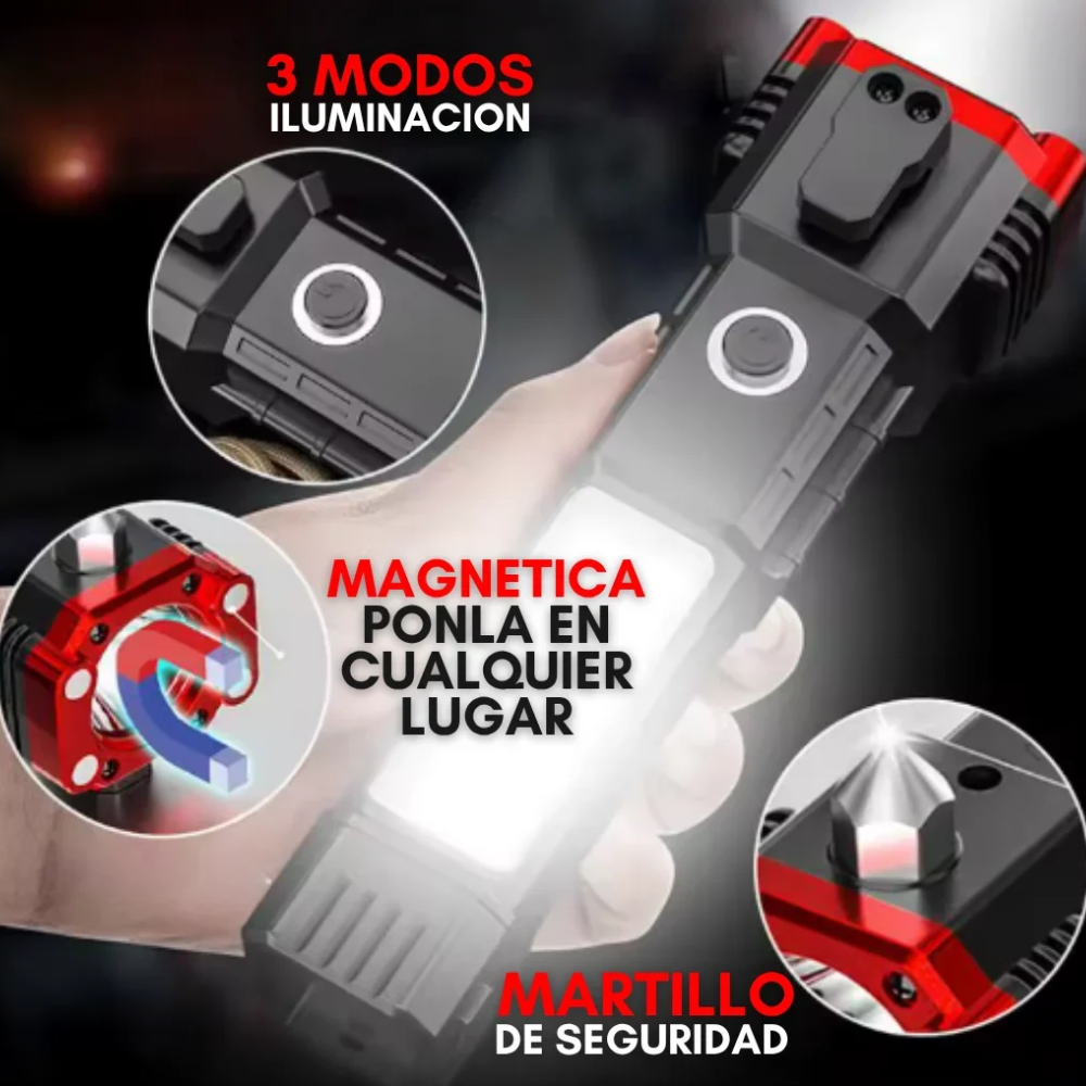 Martillo Linterna LED Táctica 4 en 1