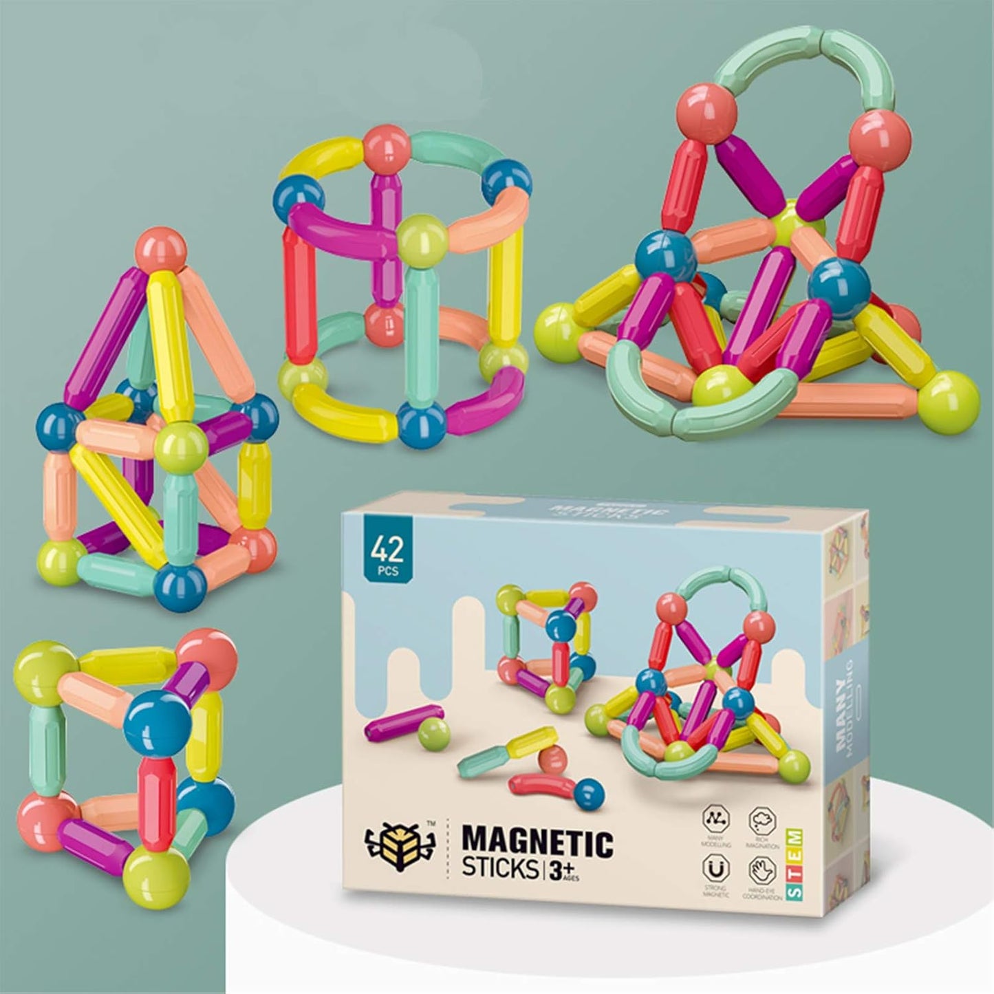 Juego 42 Piezas Construcción Magnetico