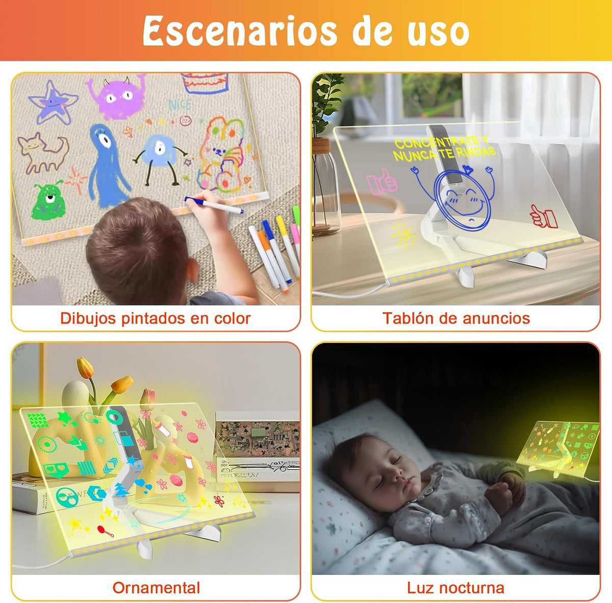 Pizarra Magica 20cm X 30cm Luz Led usb